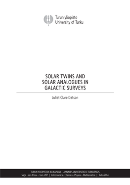 Solar Twins and Solar Analogues in Galactic Surveys