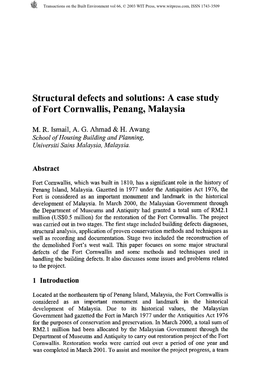 A Case Study of Fort Cornwallis, Penang, Malaysia