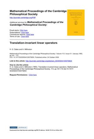 Translation-Invariant Linear Operators