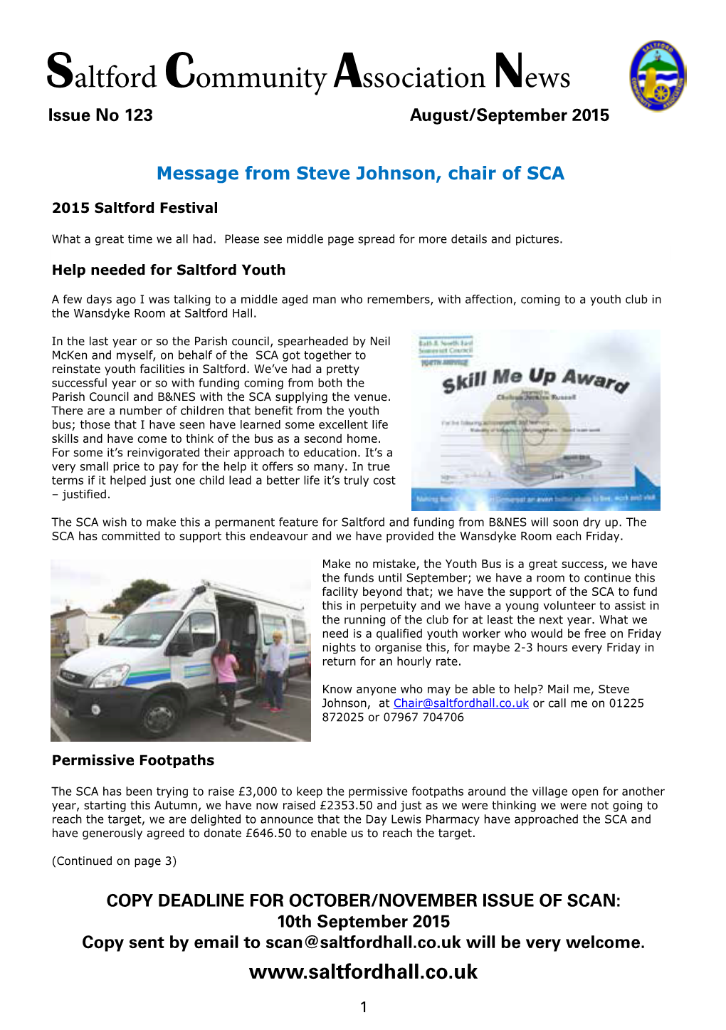 Saltford Community Association News Issue No 123 August/September 2015