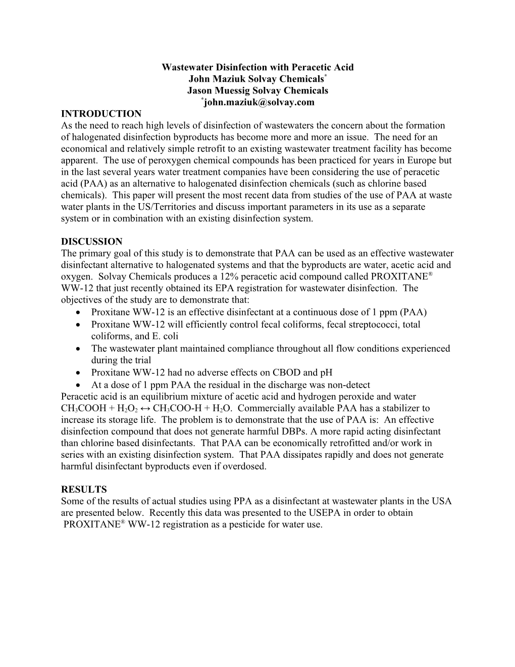 Sample Successful WEFTEC Technical-Type Abstract