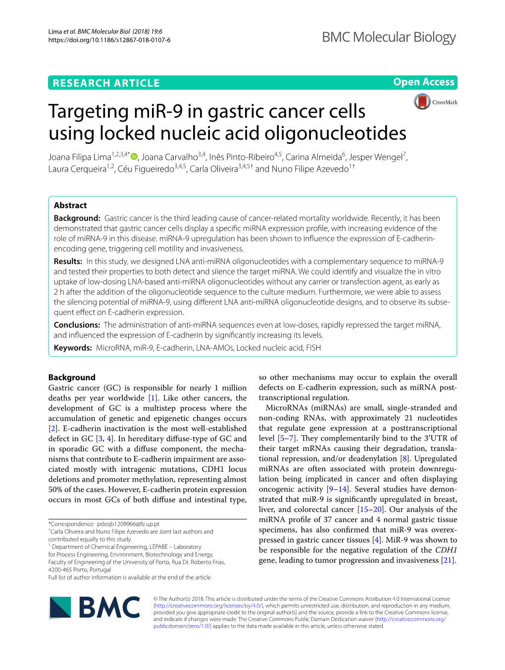 Targeting Mir-9 in Gastric Cancer Cells Using Locked Nucleic Acid Oligonucleotides