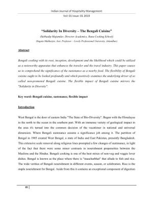Solidarity in Diversity – the Bengali Cuisine” (Subhadip Majumder, Director Academics, Rana Cooking School) (Sugata Mukherjee, Asst