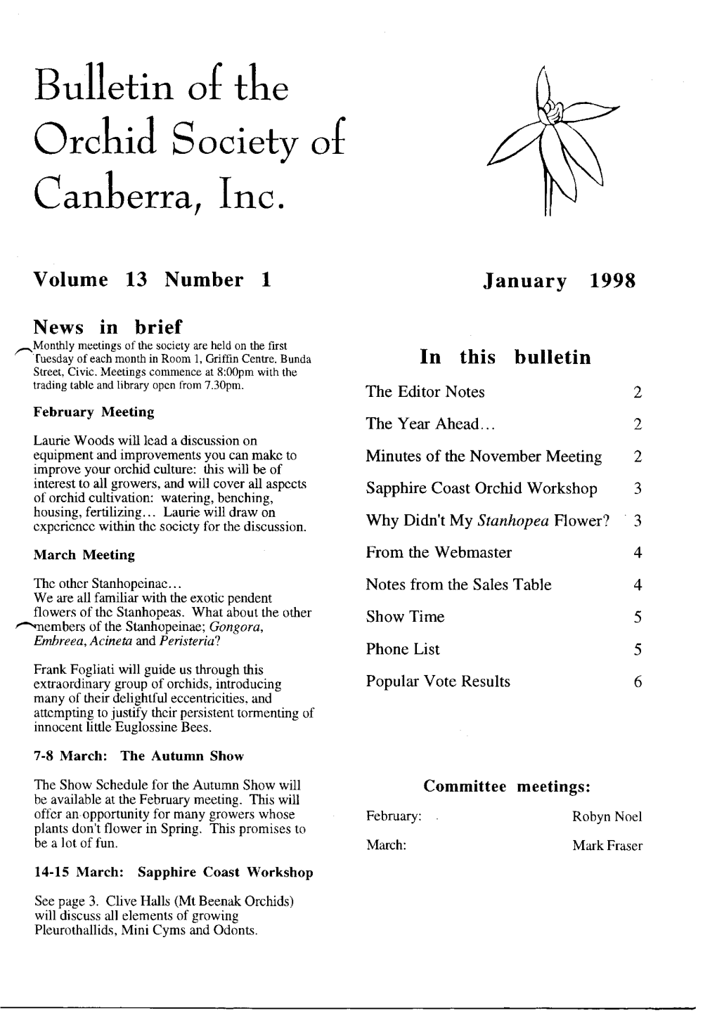 Bulletin of Tke Orckij Society of Cankerra, Inc