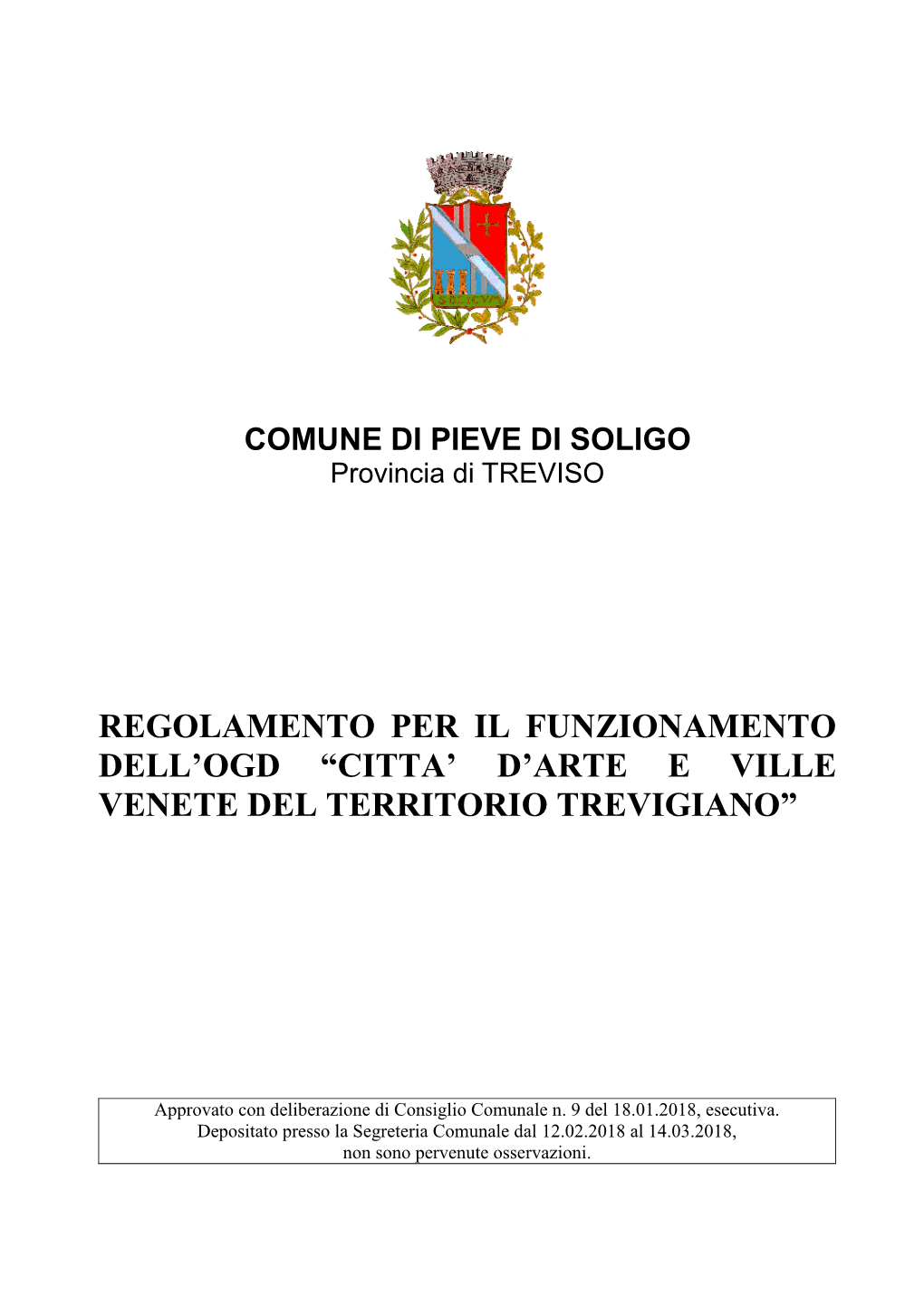 Regolamento Per Il Funzionamento Dell'ogd “Citta' D'arte E Ville Venete Del Territorio Trevigiano”