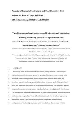 Postprint of Journal of Agricultural and Food Chemistry, 2018, Volume 66