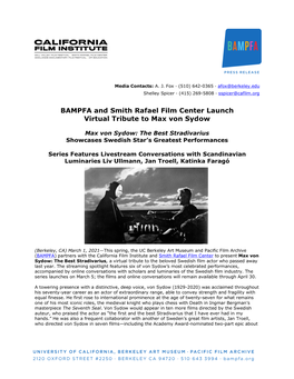 BAMPFA and Smith Rafael Film Center Launch Virtual Tribute to Max Von Sydow