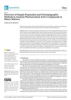 Overview of Sample Preparation and Chromatographic Methods to Analysis Pharmaceutical Active Compounds in Waters Matrices