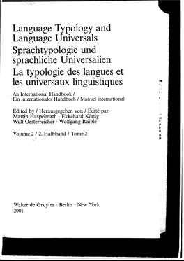 Language Typology and Sprachliche Universalien La Typologie Des