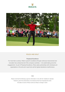 Rolex and Golf Information Sheet