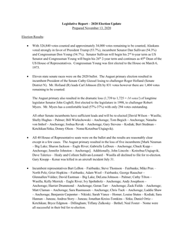 Legislative Report – 2020 Election Update Prepared November 13, 2020