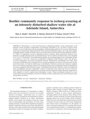 Benthic Community Response to Iceberg Scouring at an Intensely Disturbed Shallow Water Site at Adelaide Island, Antarctica