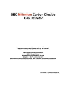 SEC Millenium Carbon Dioxide Gas Detector