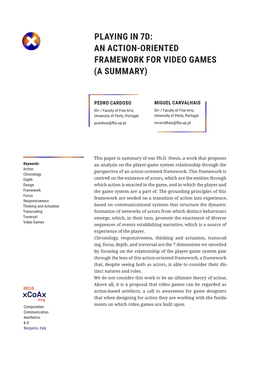 Playing in 7D: an Action-Oriented Framework for Video Games (A Summary)