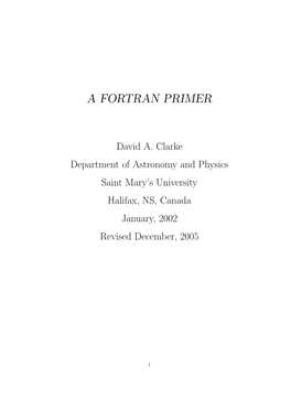 A Fortran Primer