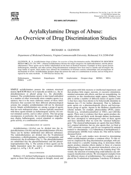 Arylalkylamine Drugs of Abuse: an Overview of Drug Discrimination Studies