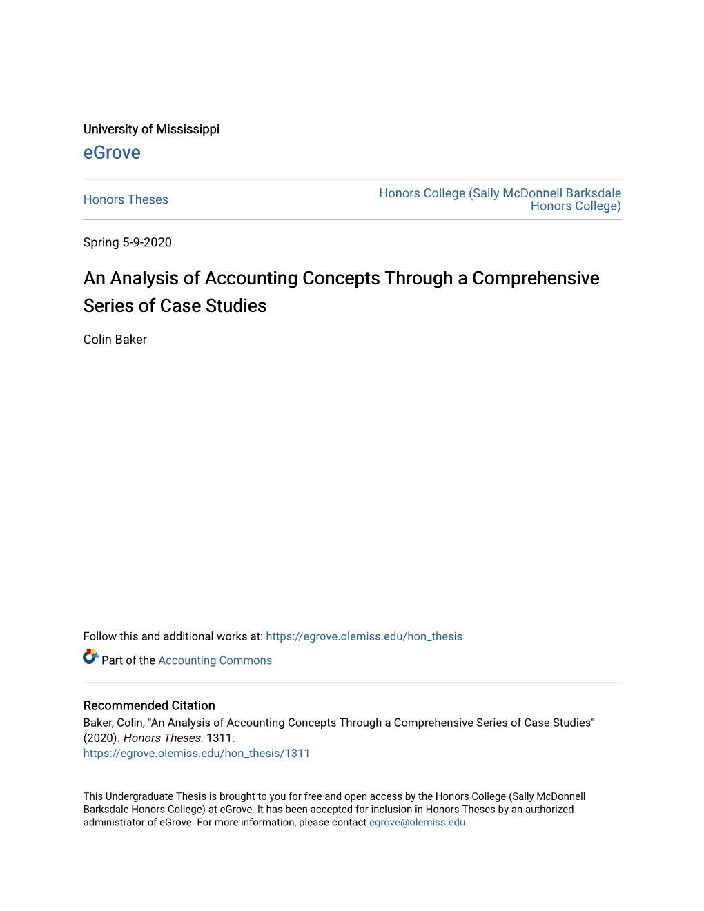 An Analysis of Accounting Concepts Through a Comprehensive Series of Case Studies