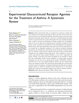 Experimental Glucocorticoid Receptor Agonists for the Treatment of Asthma: a Systematic Review