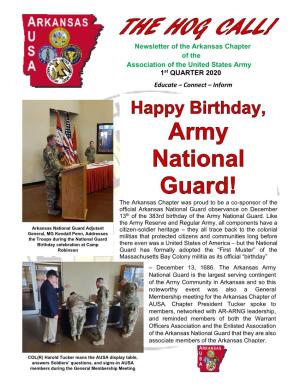 Newsletter of the Arkansas Chapter of the Association of the United States Army 1St QUARTER 2020