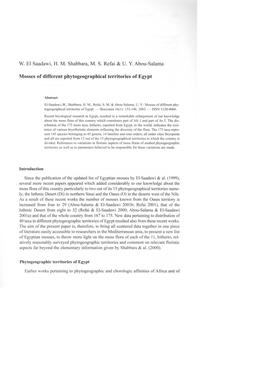 Mosses of Different Phytogeographical Territories of Egypt