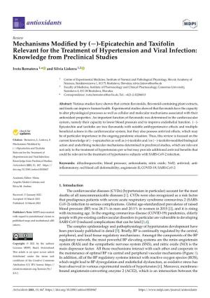 Epicatechin and Taxifolin Relevant for the Treatment of Hypertension and Viral Infection: Knowledge from Preclinical Studies