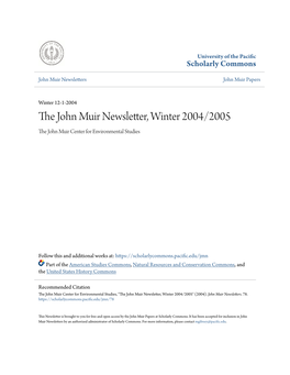 The John Muir Newsletter, Winter 2004/2005