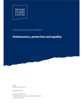 Statelessness, Protection and Epuality