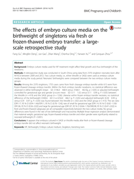 The Effects of Embryo Culture Media On