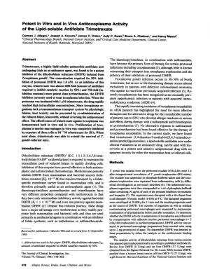 Potent in Vitro and in Vivo Antitoxoplasma Activity of the Lipid-Soluble Antifolate Trimetrexate