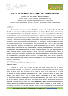 9.Format. Hum-To Study the Migration Route of Changpa Nomads of Ladakh