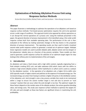 Optimization of Refining Alkylation Process Unit Using Response