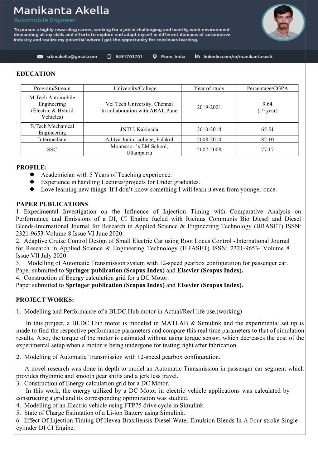 Education Profile