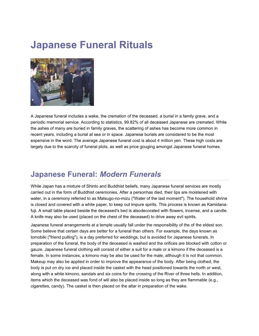 Japanese Funeral Rituals