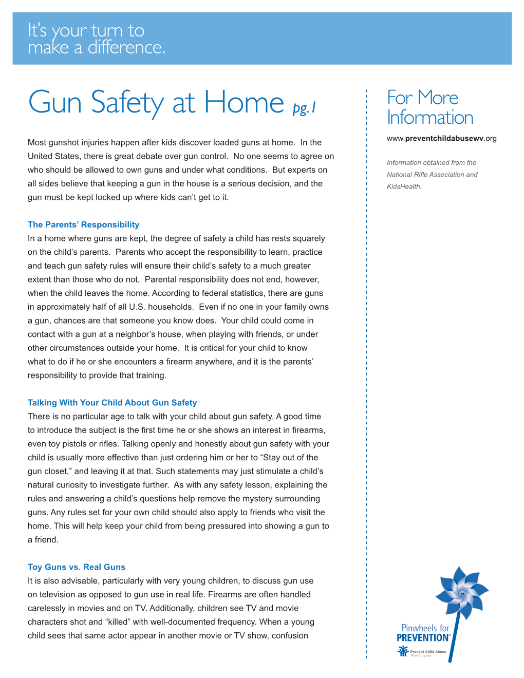 Gun Safety at Home Pg.1 Information