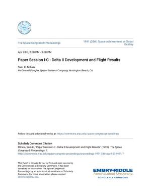 Paper Session I-C - Delta II Development and Flight Results