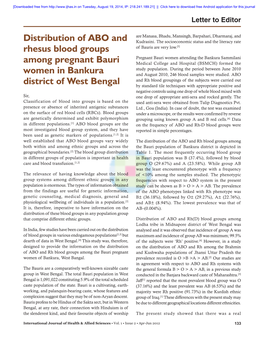 Distribution of ABO and Rhesus Blood Groups Among Pregnant Bauri