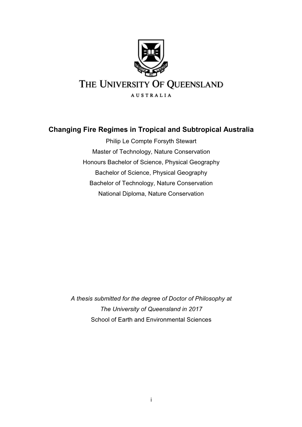 Changing Fire Regimes in Tropical and Subtropical Australia