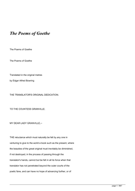 The Poems of Goethe&lt;/H1&gt;