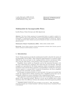 Multimodels for Incompressible Flows