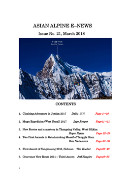 Asian Alpine E-News Issue No.21