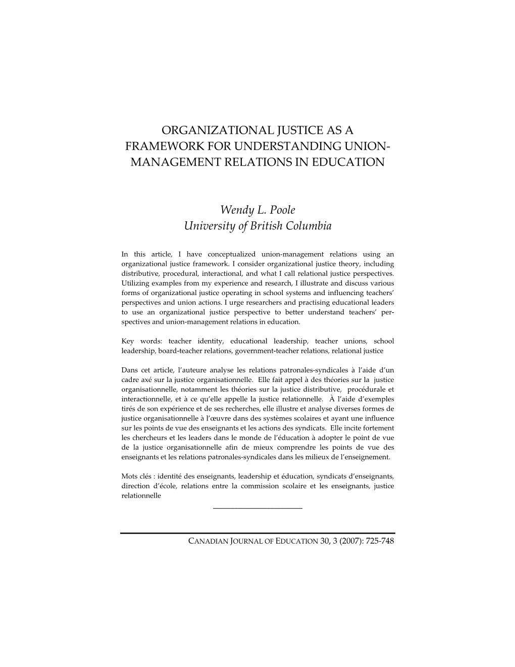 Organizational Justice As a Framework for Understanding Union‐ Management Relations in Education
