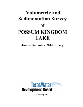 POSSUM KINGDOM LAKE June – December 2016 Survey