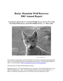 Rocky Mountain Wolf Recovery 2001 Annual Report