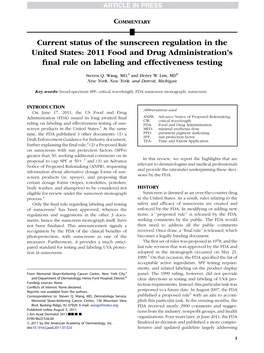 2011 Food and Drug Administration's Final Rule on Labeling