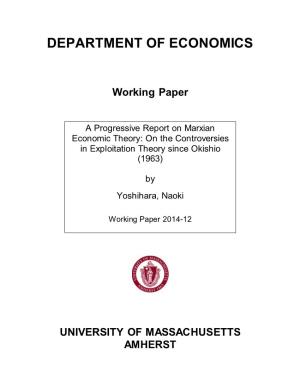A Progressive Report on Marxian Economic Theory: on the Controversies in Exploitation Theory Since Okishio (1963)