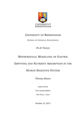 Mathematical Modelling of Gastric Emptying and Nutrient Absorption In
