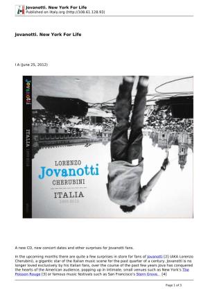 Jovanotti. New York for Life Published on Iitaly.Org (