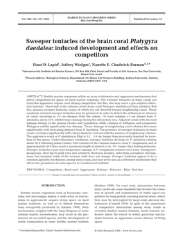 Sweeper Tentacles of the Brain Coral Platygyra Daedalea: Induced Development and Effects on Competitors