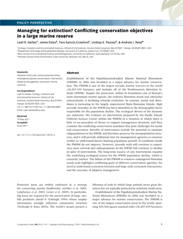 Managing for Extinction Conflicting Conservation Objectives in a Large
