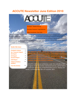 ACCUTE Newsletter June Edition 2010